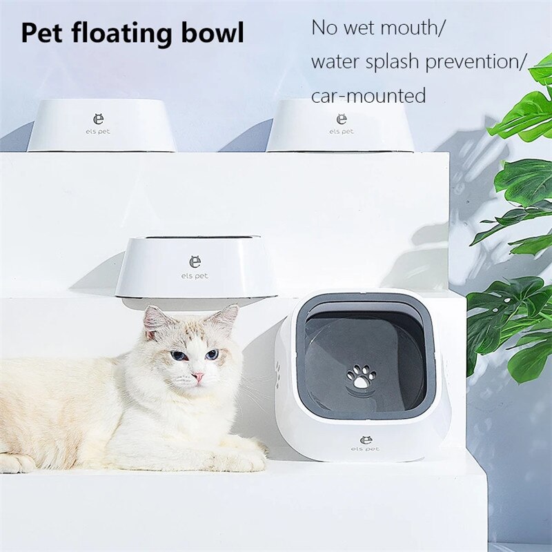 1.5L Floating Non-Wetting Mouth Splash Cat Bowl Floating Water Drinker Dispenser Portable Dog Bowl Not Sprinkler Plastic Bowl