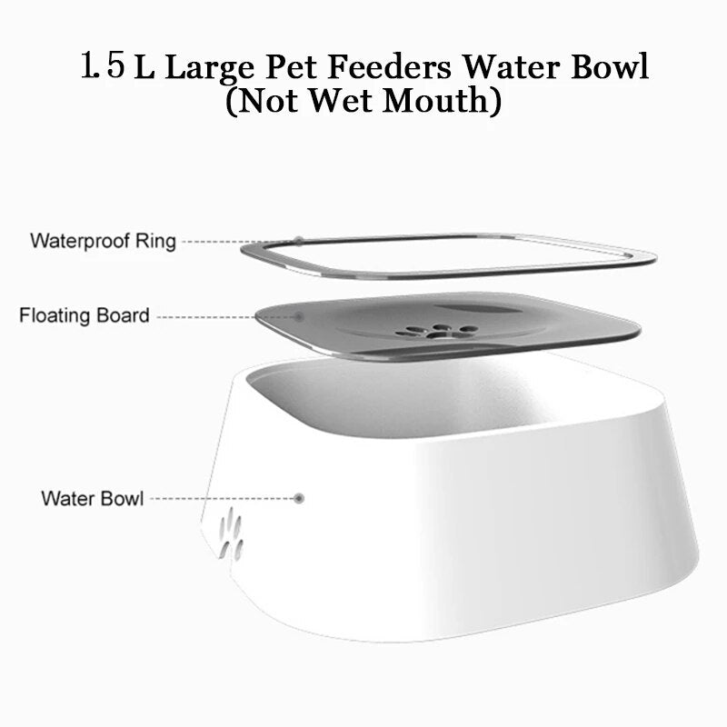 1.5L Pet Dog Bowls Dog Floating Not Wetting Mouth Cat Bowl Splash-proof no Wet Mouth Non-slip Non-wet Beard Dog Water Dispenser