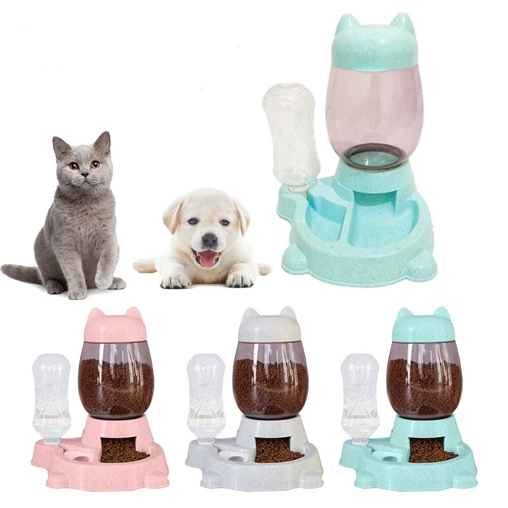 2.2L Cat Water And Food Feeder Dispenser Automatic Bowl for Dog Drinking Water Bottle 2 IN 1 Feeding Bowl Pet Container Supplies