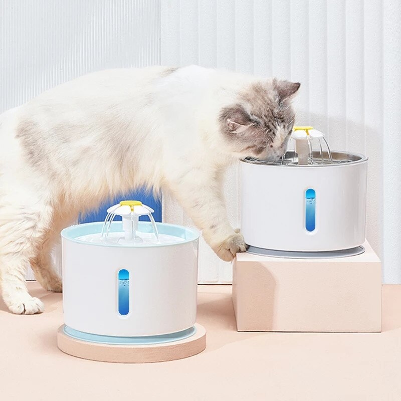 2.4L Automatic Pet Water Fountain Dog Cat Electric Water Feeder Dispenser Container USB LED Electric Mute Drinking Bowl for Pet