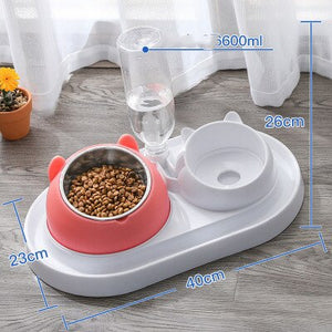 600ml Cat Bowl Water Dispenser Automatic Feeder Bowl Pet Food Container with Waterer for Puppy Cat Feeding Bowl Drinking Supplie