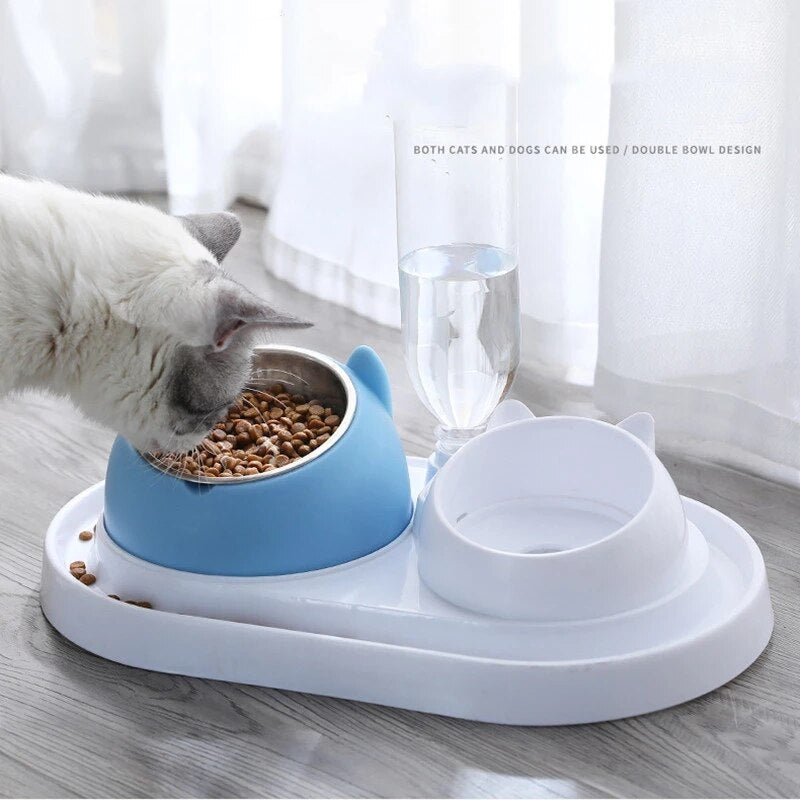 600ml Cat Bowl Water Dispenser Automatic Feeder Bowl Pet Food Container with Waterer for Puppy Cat Feeding Bowl Drinking Supplie