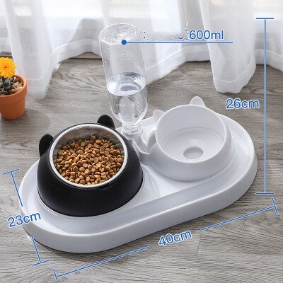 600ml Cat Bowl Water Dispenser Automatic Feeder Bowl Pet Food Container with Waterer for Puppy Cat Feeding Bowl Drinking Supplie