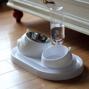 600ml Cat Bowl Water Dispenser Automatic Feeder Bowl Pet Food Container with Waterer for Puppy Cat Feeding Bowl Drinking Supplie