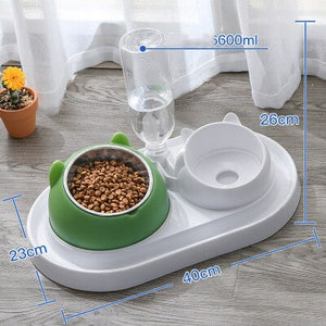 600ml Cat Bowl Water Dispenser Automatic Feeder Bowl Pet Food Container with Waterer for Puppy Cat Feeding Bowl Drinking Supplie