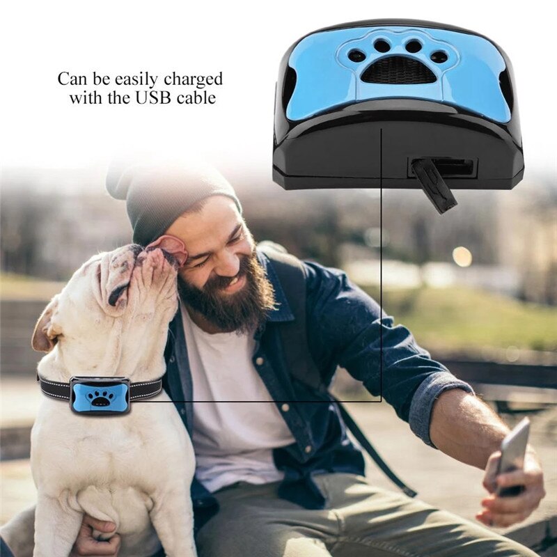 Auto Dogs Training Collar Beep/shock/vibration No Bark Collar Rechargeable Device USB Electric Ultrasonic Vibration Anti Collar