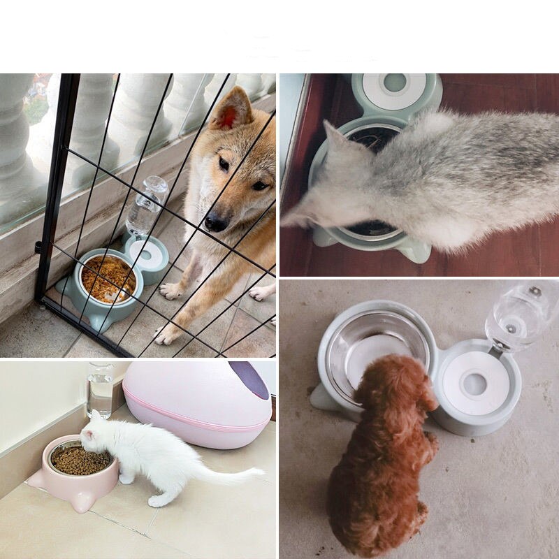 Automatic Pet Feeder Water Dispenser Bowls for Small Large Dogs Cat Drinking Bottle Feeding Dish Silicone Bowls Cats Products