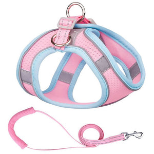 Breathable Puppy Mesh Harness Reflective Cat Collar Training Collar Harness Vest Small Puppy Adjustable Dogs Leads Chest Straps