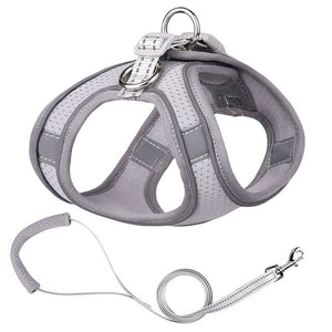 Breathable Puppy Mesh Harness Reflective Cat Collar Training Collar Harness Vest Small Puppy Adjustable Dogs Leads Chest Straps