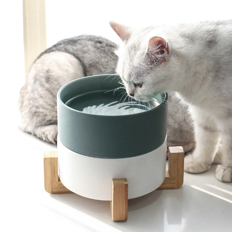 Ceramic Cat Dog Bowl Pet Feeding Bowl Double Food Water Container Storage Waterer Accessories Animal Supplies Durable Multiple