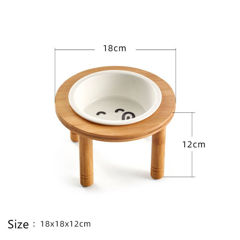 Cute Cat Bowl High-end Pet Bowl Bamboo Elevated Shelf Ceramic Feeding Drinking Bowls Standing Ceramic Cartoon Patterns Dog Bowls