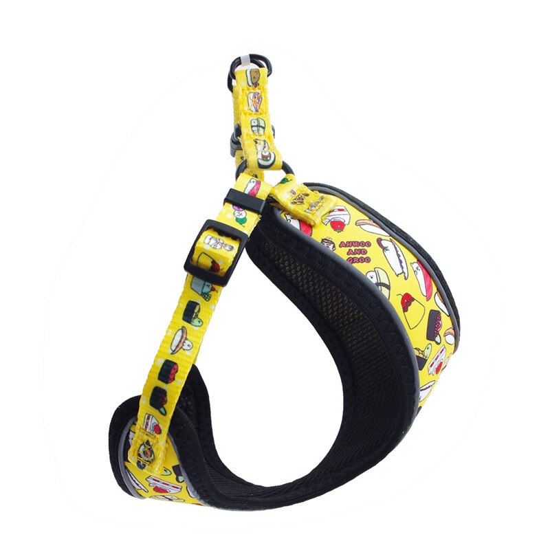 Cute Dog Cat Harness Cartoon Sushi Polyester Mesh Harness for Small Medium Dog Reflective Puppy Harnesses Soft Stuffed Leash Set