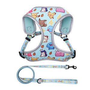 Dog Collar Stuffed Leash Adjustable Walking Harness Vest for Puppy Dogs Cartoon Sushi Little Devil Pet Reflective Harness Set