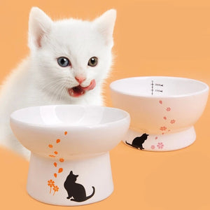 Lovely Pet Feeder Bowl Stand ceramic Bowls Cartoon Shape High-Foot Single Mouth Skidproof Ceramic Dog Cat Food Bowl Drinking