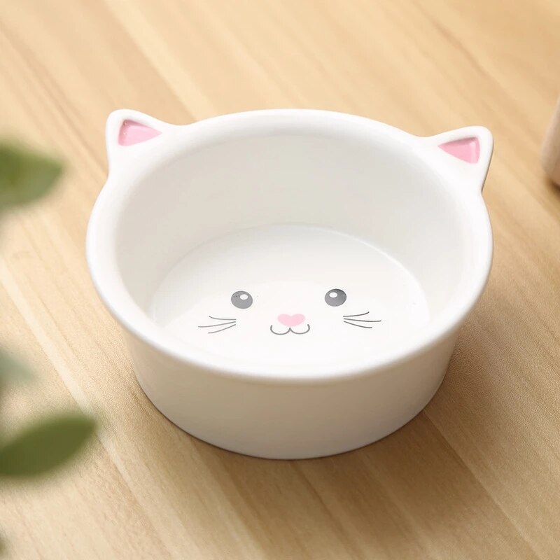 Lovely Pet Feeder Bowl Stand ceramic Bowls Cartoon Shape High-Foot Single Mouth Skidproof Ceramic Dog Cat Food Bowl Drinking