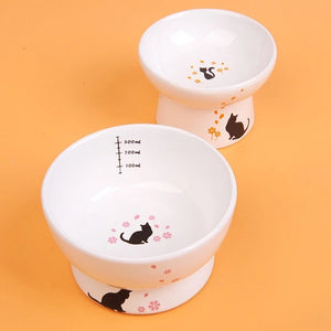 Lovely Pet Feeder Bowl Stand ceramic Bowls Cartoon Shape High-Foot Single Mouth Skidproof Ceramic Dog Cat Food Bowl Drinking