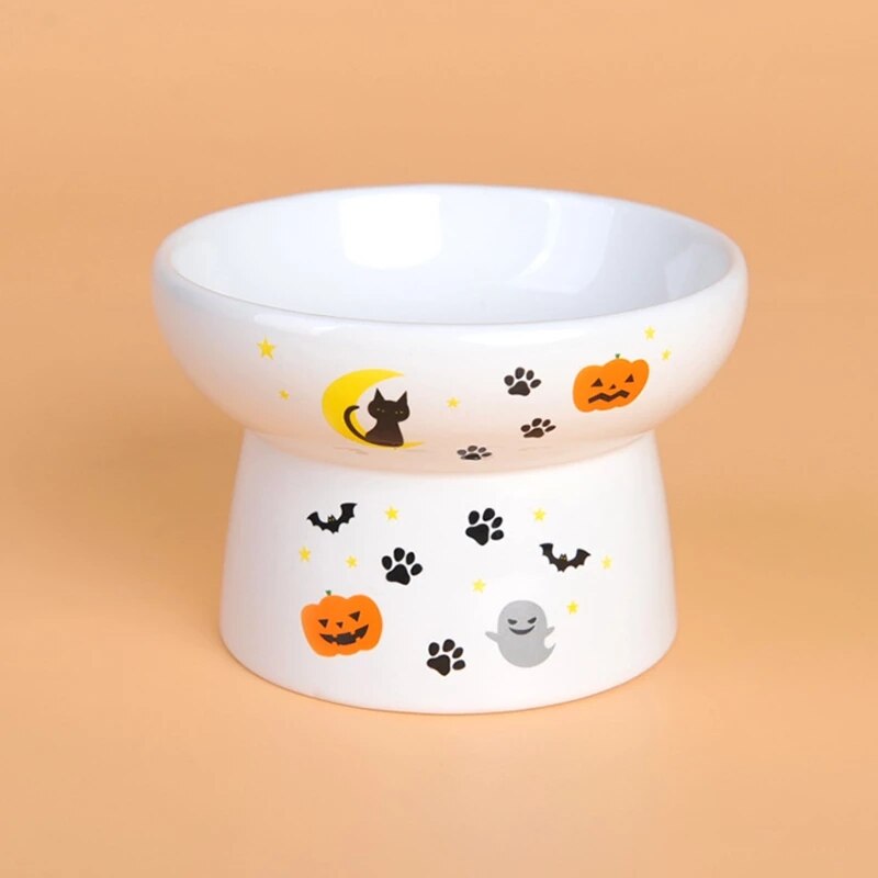 Lovely Pet Feeder Bowl Stand ceramic Bowls Cartoon Shape High-Foot Single Mouth Skidproof Ceramic Dog Cat Food Bowl Drinking