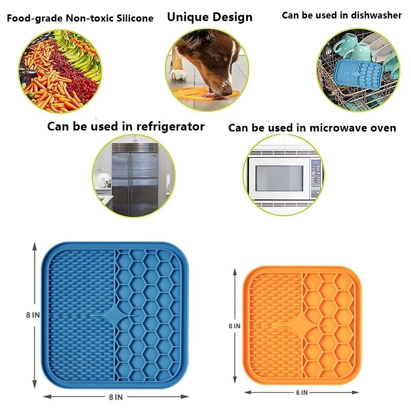 Mat For Dogs Cats Pet Lick Pad Slower Feeder Pad Cat Dog Licky Mat Pet Bathing Distraction Pads Silicone Dispenser Dog Licky Mat