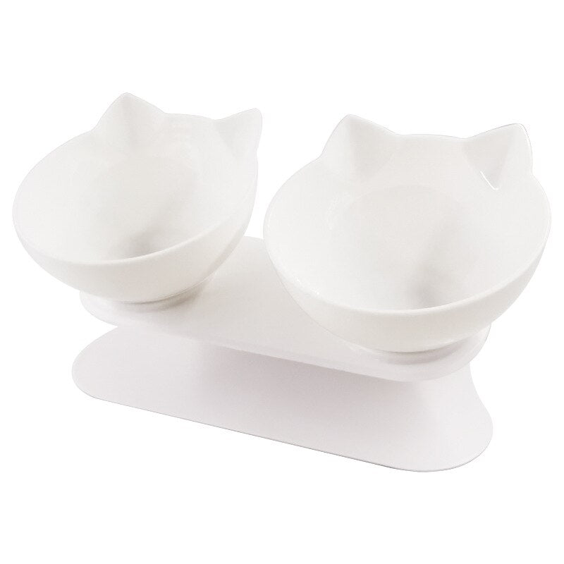 Non-slip Cat Double Bowl With Stand Pet Dog Raised Cat Food Bowl and Water Bowl Pet Feeders Cats Dogs Bowl Pet Supplies