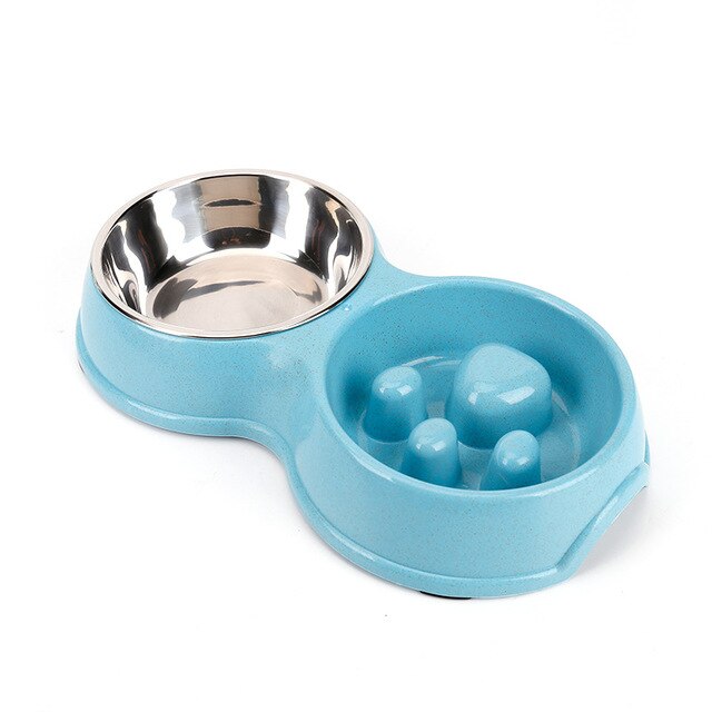 Pet Easy Clean Non Slip Bowls Steel Leakproof Anti Slow Choking Dogs Cats Home Feeder Dish Bowl Prevent Obesity Dogs Supplies