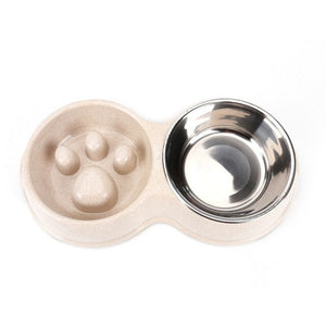 Pet Easy Clean Non Slip Bowls Steel Leakproof Anti Slow Choking Dogs Cats Home Feeder Dish Bowl Prevent Obesity Dogs Supplies