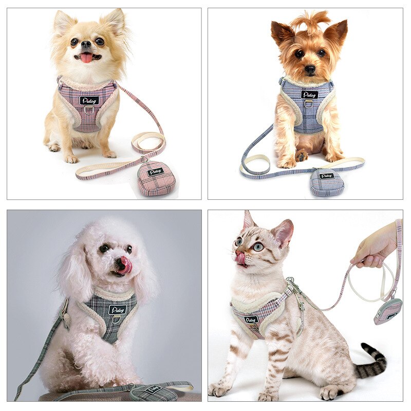 Soft Dog Cat Harness Vest No Pull Padded Adjustable Puppy Harness Leash Set Puppy Walking Chain Lead For Small Medium Dogs Coat