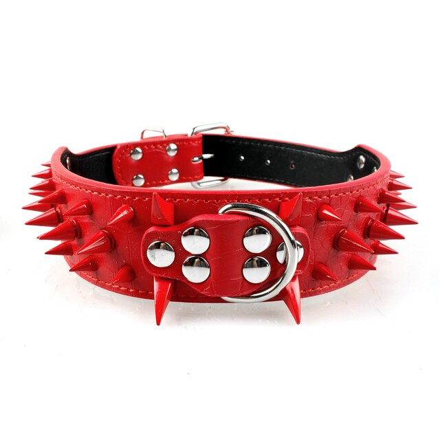 Spiked Studded Leather Dog Collars for Large Dogs Cool Spikes Studded Dogs Collar Leather Pet Collar Adjustable Dog Collars