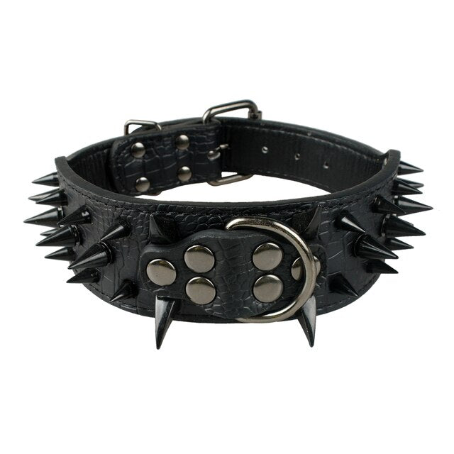 Spiked Studded Leather Dog Collars for Large Dogs Cool Spikes Studded Dogs Collar Leather Pet Collar Adjustable Dog Collars