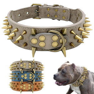 Spiked Studded Leather Dog Collars for Large Dogs Cool Spikes Studded Dogs Collar Leather Pet Collar Adjustable Dog Collars