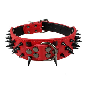 Spiked Studded Leather Dog Collars for Large Dogs Cool Spikes Studded Dogs Collar Leather Pet Collar Adjustable Dog Collars