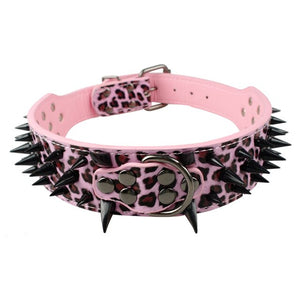 Spiked Studded Leather Dog Collars for Large Dogs Cool Spikes Studded Dogs Collar Leather Pet Collar Adjustable Dog Collars