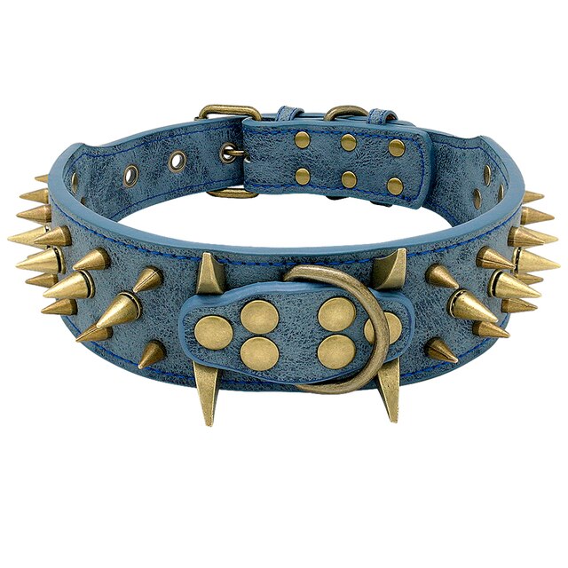 Spiked Studded Leather Dog Collars for Large Dogs Cool Spikes Studded Dogs Collar Leather Pet Collar Adjustable Dog Collars