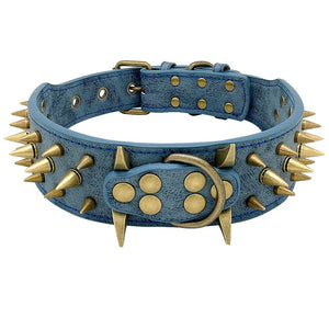 Spiked Studded Leather Dog Collars for Large Dogs Cool Spikes Studded Dogs Collar Leather Pet Collar Adjustable Dog Collars