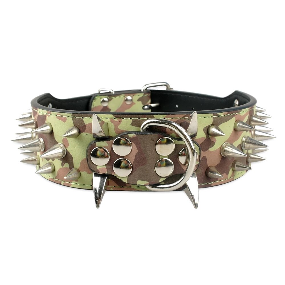 Spiked Studded Leather Dog Collars for Large Dogs Cool Spikes Studded Dogs Collar Leather Pet Collar Adjustable Dog Collars