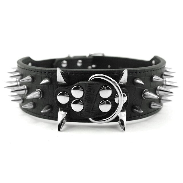 Spiked Studded Leather Dog Collars for Large Dogs Cool Spikes Studded Dogs Collar Leather Pet Collar Adjustable Dog Collars