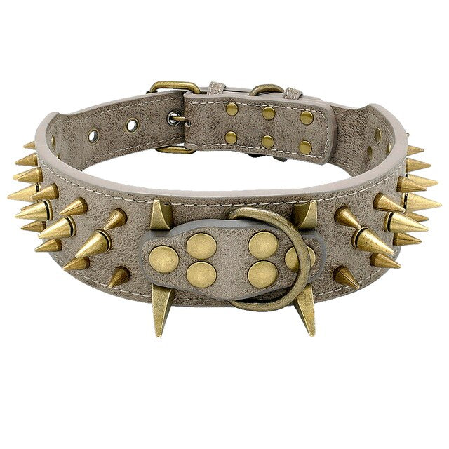 Spiked Studded Leather Dog Collars for Large Dogs Cool Spikes Studded Dogs Collar Leather Pet Collar Adjustable Dog Collars