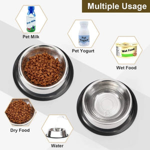 Stainless Steel Dog Bowl Non-Slip Durable Food Feeder Water Bowl For Dish Feeder Water Bowl Puppy Cat Feeding Drinking Supplies